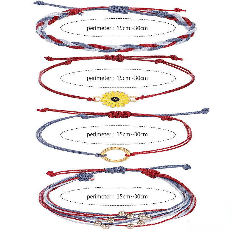 Wholesale Small Daisy Wax Thread Beads Bracelet Set